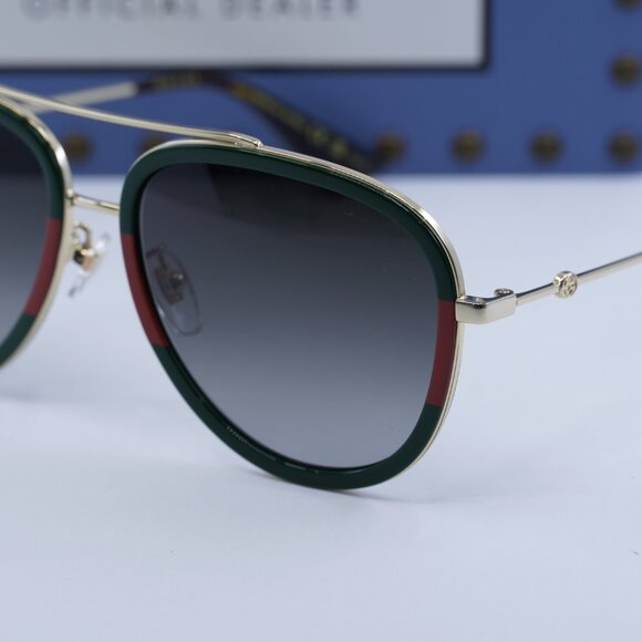 Gucci GG0062S 003 Aviator Sunglasses - Gold/Green/Red/Green - Picture 7 of 12